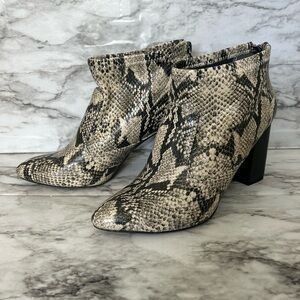 Franco Sarto | women’s size 8 Kortney faux Snake Print Boots heeled booties zip